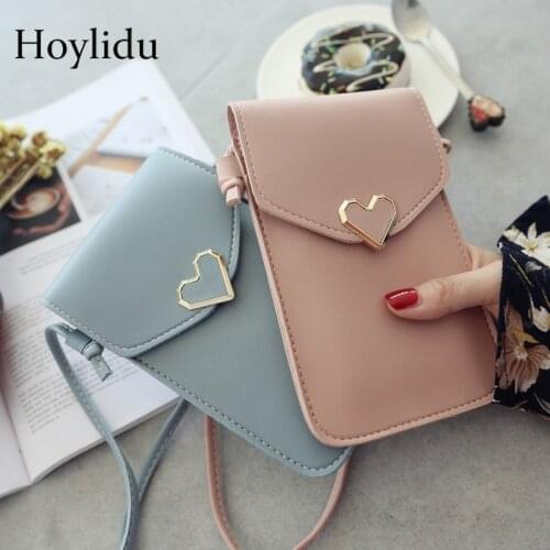 Touch Screen Mobile Wallet Smart Phone Wallet Tassel Leather Shoulder Strap Handbag Waterproof Ladies Heart-shaped Decoration
