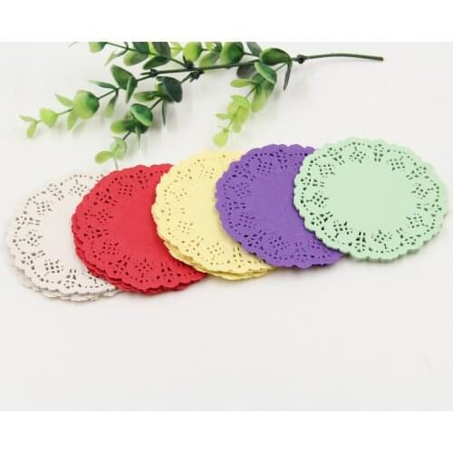 Creative Craft 3.5" Inch Round Colorful Paper Lace Doilies Cake Placemat Party Wedding Gift Decoration 100pcs/pack