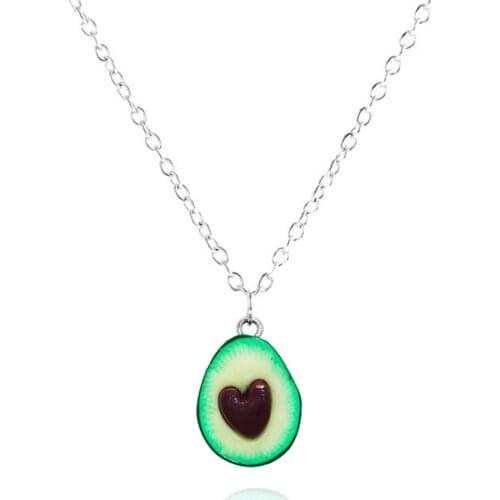 Cute Necklace Handmade Avocado Shape Jewelry Pendant Necklace for Women Girl Fruit Long Chains Charms Necklace Party Gifts
