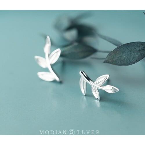 Modian Silver 925 Plant Stud Earrings for Women 925 Sterling Silver Cute Tree Tree of Life Ear Pins Fine Jewelry Bijoux Brincos