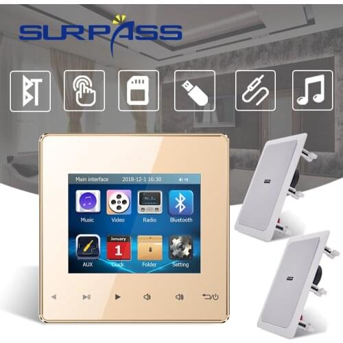 Touch Key Bluetooth Wall HiFi Stereo Amplifier Audio 2.8" Wall Mounted Speaker Promotion Super Cheap Smart Home Music Kit Hotel