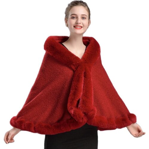 2001 New European and American Winter Clothing Women Cloaks Imitating Otter Rabbit Lamb Wool Shawl