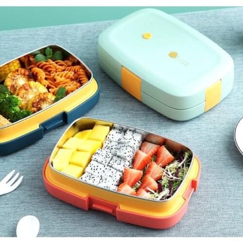 New Stainless Steel Lunch Box Leak-Proof Portable Insulated Bento Box With Tableware Food Container Storage For Student School