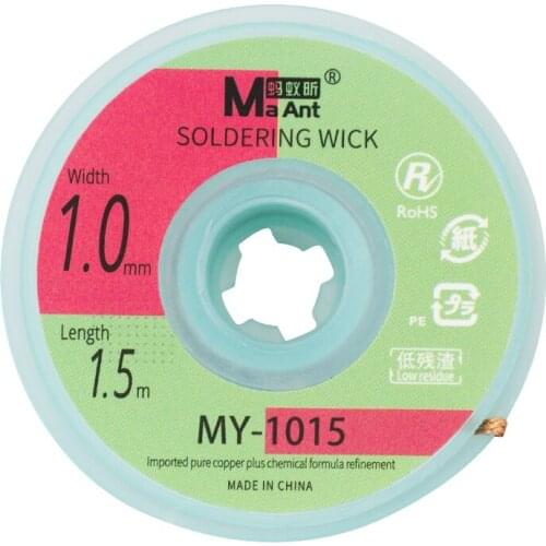 Ma-Ant 1.0/1.5/2.0/2.5/3.0/3.5mm Solder Wick Remover Desoldering Wire Desoldering Braid BGA Soldering Suction wire 10pcs/lot