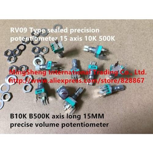Original new 100% RV09 Type sealed precision potentiometer B10K B500K axis 15MM precise volume potentiometer with screw SWITCH