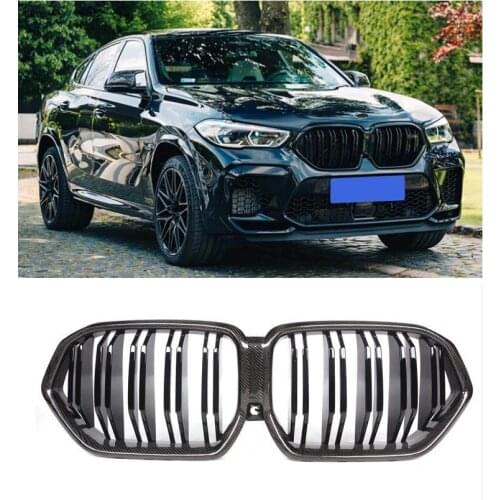 High quality Carbon fiber Mesh Grille Trim Racing Grills Fits For BMW X6 G06 2019 2020