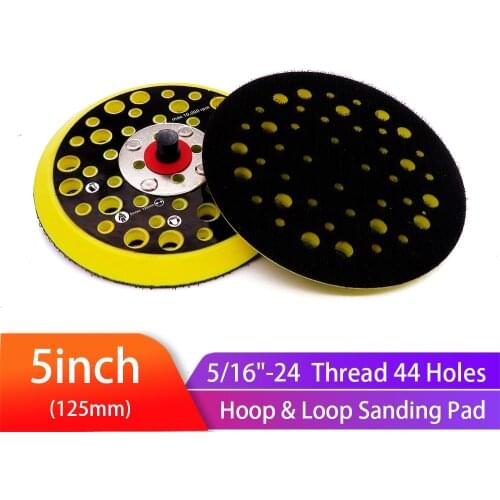 5 inch 125mm 44 Holes Sander Backing Pad Hook&Loop Sanding Pads with 5/16"-24 Thread Dust Free Sanding Disc Holder for MIRKA