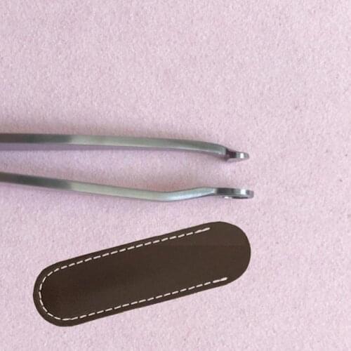 Steel Eyebrow Tweezer Professional Brown Nose Clip Kit Holster Sleeve Beauty Tools Hair Protective J3P4