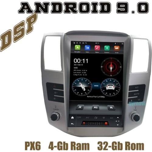 PX6 Tesla Style android 9.0 car radio gps player for lexus RX300 RX330 RX350 2004 2005 2006 2007 with DSP wifi usb 4+64G