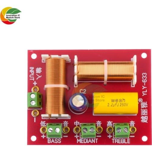 1Pcs 200W 3 Way Audio Speaker Crossover YLY-633 Treble + Midrange + Bass Independent Crossover Speakers Filter Frequency Divider