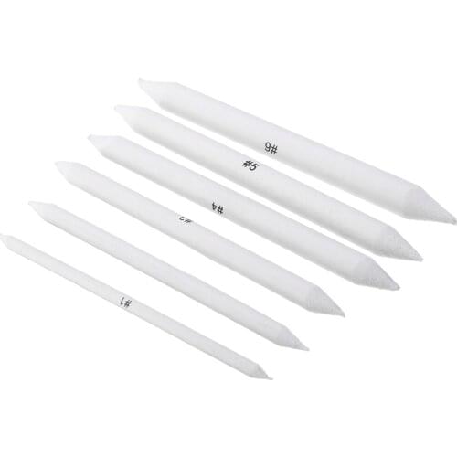 6 Sizes Rice Paper Sketch Art Tortillon White Drawing Pen Blending Smudge Stump Stick Practical Painting Tool for School Office