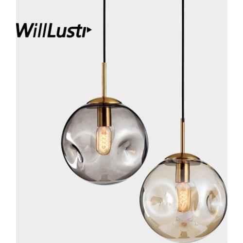 Light Luxury Glass Pendant Lamp Smoke Cognac Suspension Lighting Hotel Restaurant Bar Cafe Bakery Shop Bedroom Nordic Chandelier