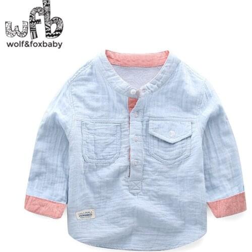 Retail 2-8 years long-sleeved shirt cotton casual collar children clothes boy clothes spring fall autumn