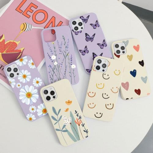 Silicone Phone Case For iPhone 12 Mini 11 Pro Max 7 8 6 6s Plus X XR XS Max 5 5s SE 2020 Fashion Flower Matte Bumper Back Cover