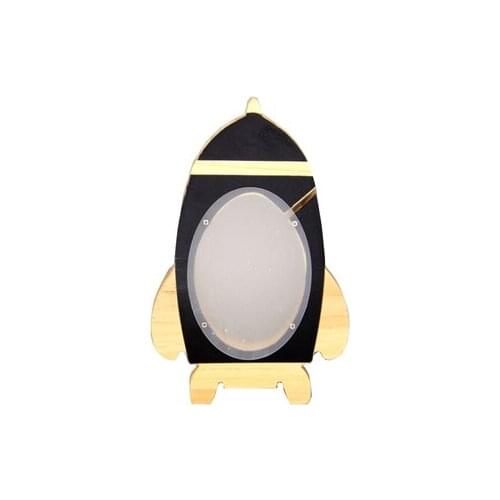 Nordic wind rocket hollowed out piggy bank change can piggy bank wooden home cartoon ornaments childrens gift