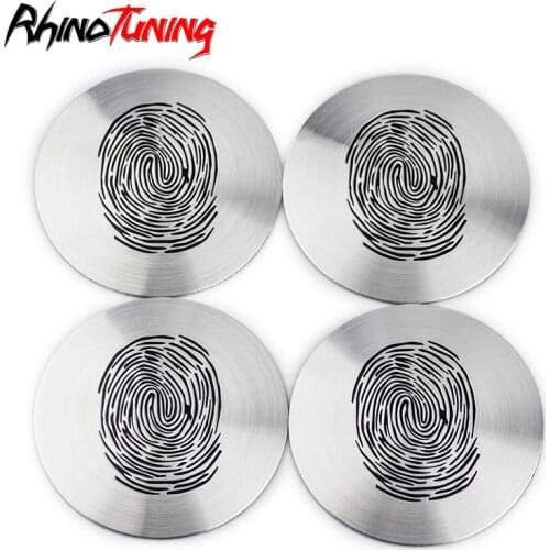4pcs 56mm Wheel Center Hubcap Sticker Curved Badge Emblem Fingerprint Three-dimensional Pattern Label For Car Rims