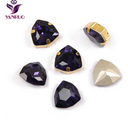 YANRUO 4706 Trilliant Purple Velvet Crystal K9 Fancy Rhinestones Sewn Diamond Strass For Sewing Wedding Dress Decor