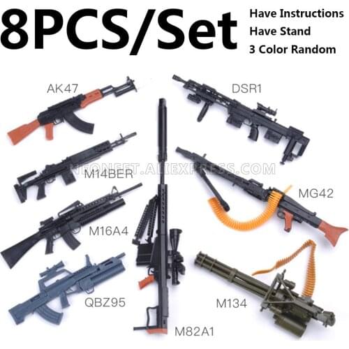 1/6 AK47 M14 95 M82A1 MG42 M16A4 M134 Minigun Gatling Machine Gun Toy Gun Model For 12" Action Figures DSR1 Grenade Launcher
