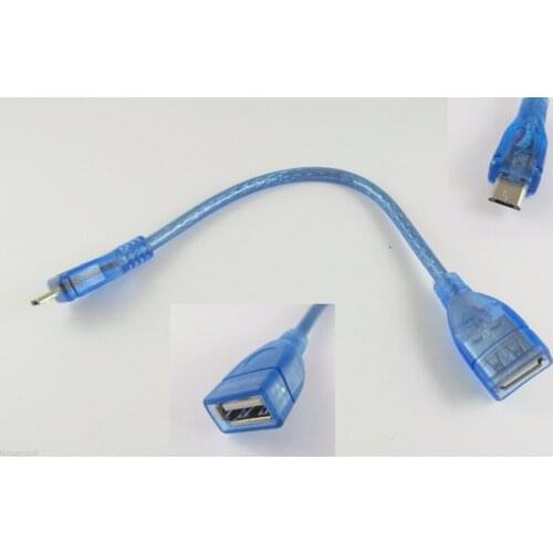 10pcs 20cm Blue Micro 5 Pin USB Male to USB Female Host OTG Data Adapter Cable