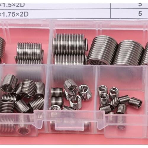 70 PC M2 M2.5 M3 M4 M5 M6 M8 Stainless Steel Self-tapping Wire Slotted Inserts Set Wire Repair Tools Set Wire Inserts Kit