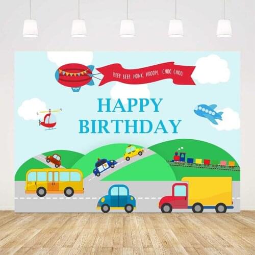 Car birthday backdrop happy birthday background cartoon cars photo background studio aircraft adventure photo backgrounds
