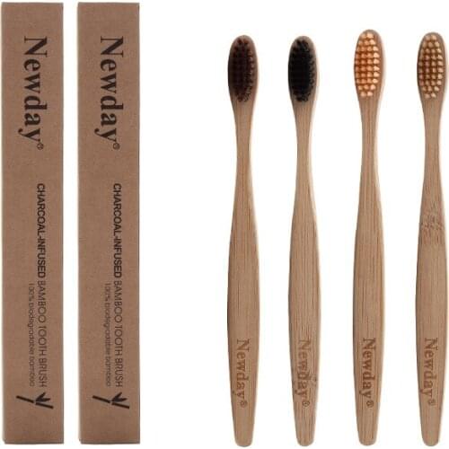 Bamboo Toothbrush Eco Friendly Wooden Tooth Brush Mixed Color Soft Bristle Tip Charcoal Adults Oral Care Toothbrush