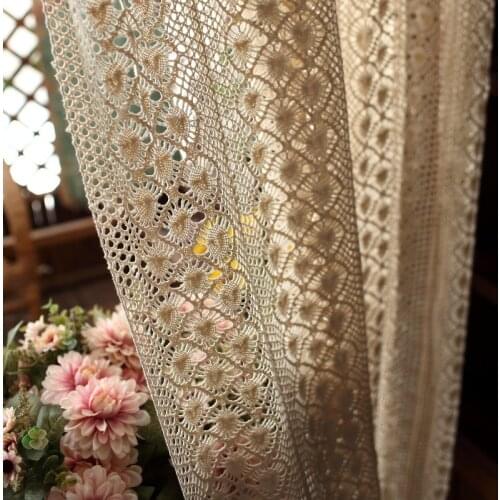 White Blackout Curtains Cortinas Para Dormitorio Cotton Linen Crochet Hollow Living Room Balcony Bedroom Cortinas шторы