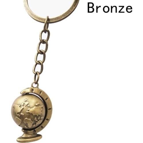 Charms Globe Long Chain Keychain Alloy Plated Mens Key Ring Vintage Style Earth World Map Art Bag Pendant Car Key Chain Jewelry