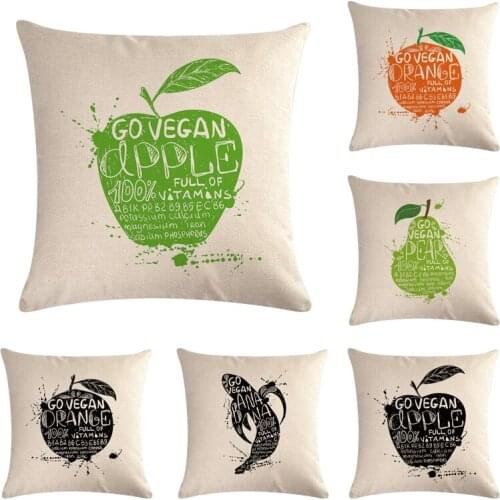 Letter Fruit Cotton Linen Throw Pillow Case Cushion Cover Home Decor Decorative Pillows For Sofa Seat Cushion 45cm*45cm