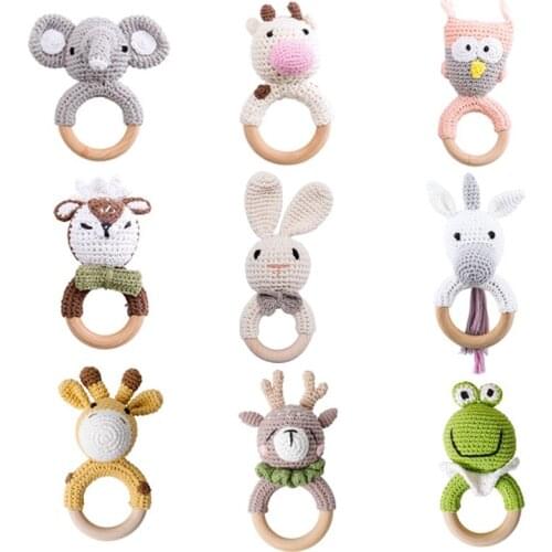Lets Make Baby Toys Crochet Rattle Bracelet Personalized Pacifier Chain Frog Elk Giraffe Teething Rodent Teether Nipple Holder