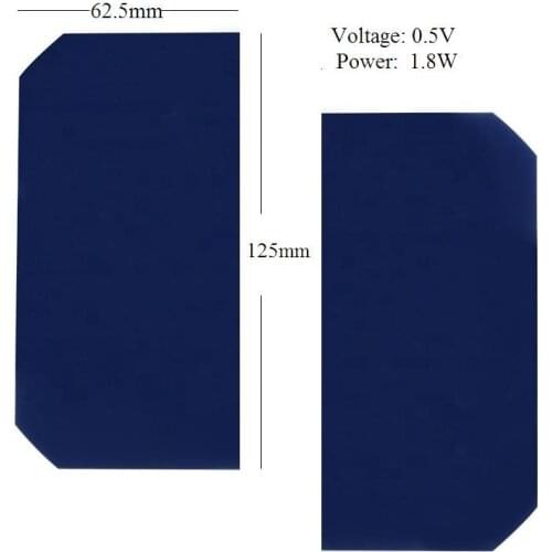 Monocrystalline solar cell 125mm x 62.5mm High efficiency flexible solar cells 0.5V 1.8W diy solar panel