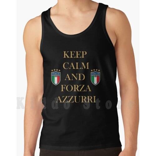Keep Calm And Azzurri Italian Soccer Italy Tank Tops Vest 100% Cotton Italia Italy Azzurri Football Soccer Italian