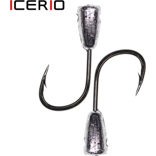 ICERIO 10PCS Winter Ice Fishing Lure Fishhook Lead Jig Head Fishing Hooks Carbon Steel Barbed Hook Soft Worm Lure Carp Hooks