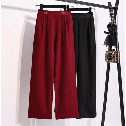 Black Wide Leg Capris Suit Plus Large Size Oversize Korean Vintage Clothes WomenS High Waist Trousers Fashion Pants For Girls