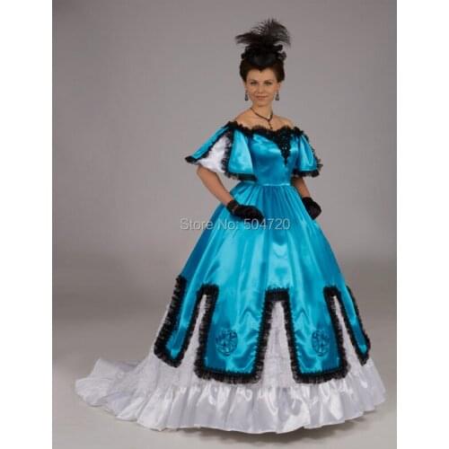 Tailored!Elegant Retro Satin Vintage costumes Victorian dresses 1860s Civil War dress Halloween cosplay scarlett dress HL-158