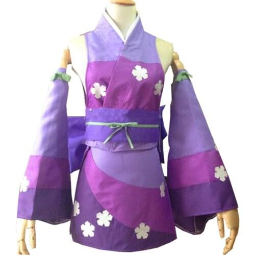 2019 Fairy Tail Erza Scarlet Cosplay Costume Purple Kimono Erza Cosplay Dress