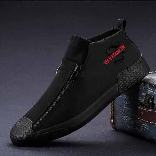 Fashion zipper with fur shoes Rubber Male flats Zapatillas Hombre Men Casual Sneaker shoes b23