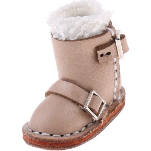 Dolls Handmade Shoes Mid Calf Buckle Boots for 12 Inch Blythe Doll - Apricot