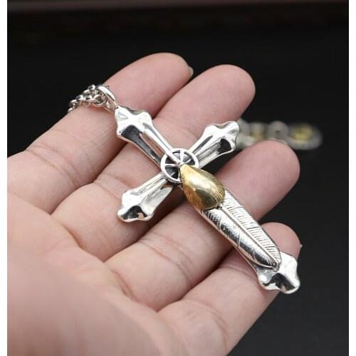 18.2 g Solid Silver 925 Handmade Large Cross Pendant For Necklace Men Women Gothic Indian Thai Silver Jewelry Top Quality Gifts