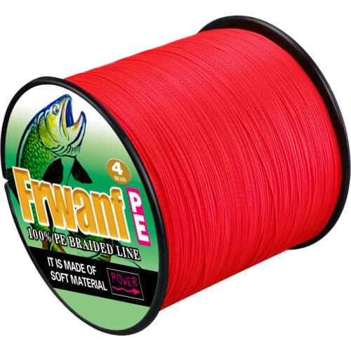 Pe material spinning 500M 1000M thread 4 braid 2-100LBS test braided fishing line ice saltwater fishing cord never faded Red