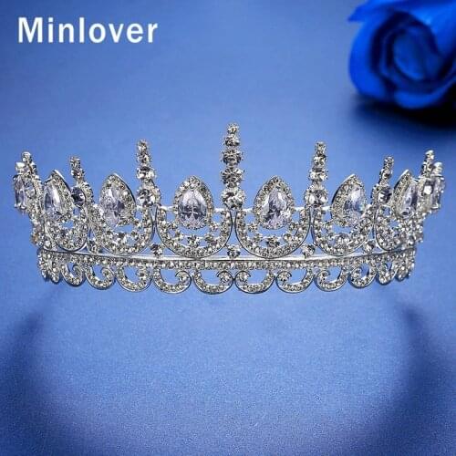 Minlover Princess Cubic Zirconia Bridal Crowns Tiaras for Women Girls Wedding Hair Decoration Headband Hair Accessories HG221