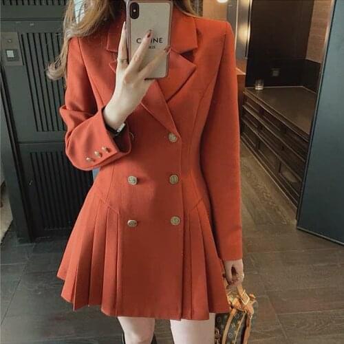 Fashion Hepburn Sexy Little Black Dress Women Business Suit Female French Style Double Breasted Office Lady Elegant Vestidos