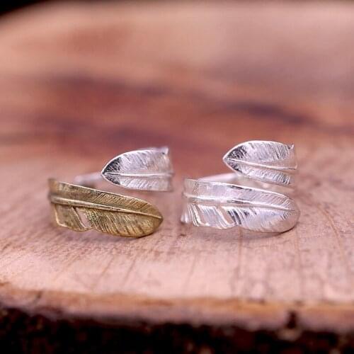 S925 Sterling Silver Fashion Retro Thai Silver Takahashi Goro Handmade Feather Mens And Womens Rings