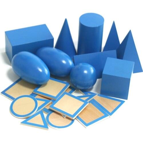 3D Large Shapes Geometric Solids Wooden Montessori Geometry Set Toys Math Games Toys Blocks Kids Preschool Learning Toys Gifts