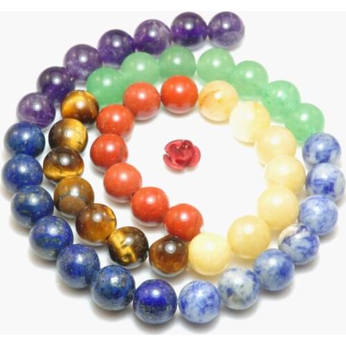 Natural 7 Chakra Stones Smooth Round Loose Beads Wholesale Gemstone Semi Precious Bracelet Necklace Diy Jewelry Making Design