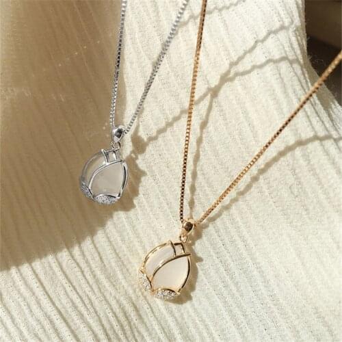 New Fashion Princess Tulip Pendant Necklace Gold Girl Jewelry Trendy 925 Silver Necklace Women Choker Accessories Lady Gift
