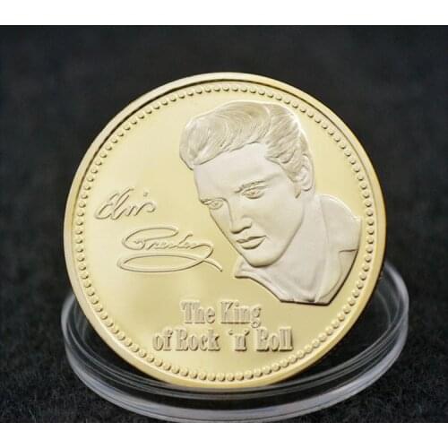 The king of Rock Commemorative Coin 1935-1977 Super Music Idol Coins Collectibles Roll Music 999 Gold Coins Souvenir