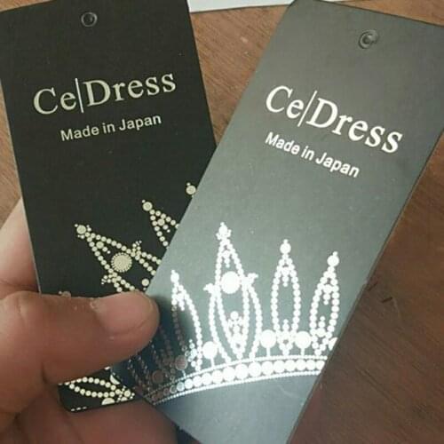 Custom Silver foil matte black coated paper tags Hang tag Grade A 400GSM material