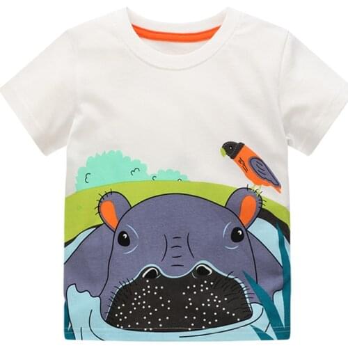 Jumping Meters New Arrival Summer Boys Girls Tshirts Cotton Animals Print Fashion Short Sleeve Baby Clothes Bird Kids Tees Tops