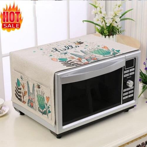 Multiple Pattern Microwave Cover Oven Dust Cover with Storage Bag Kitchen Accessories Home Decoration Microwave Cover